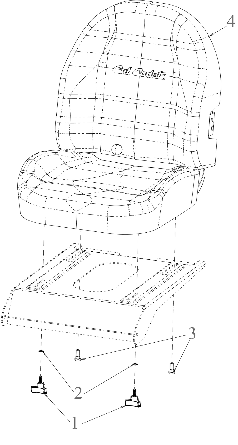 Seat Diagram and Parts List for ZT1-46KH (17TREACN010)(2023) Cub Cadet Lawn Tractor